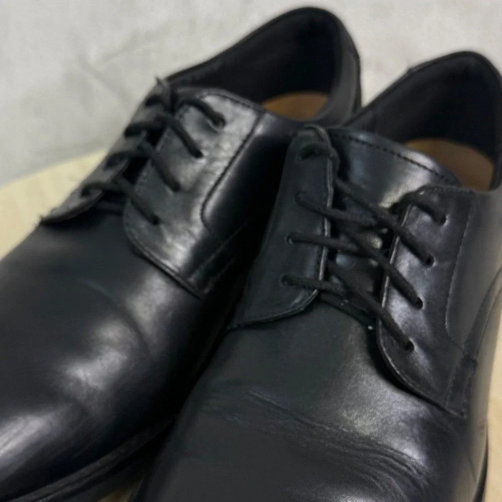 CLARKS COLLECTION Men's Shoes Sz 9M Black Leather Plain-Toe Derby Oxford Lace-Up